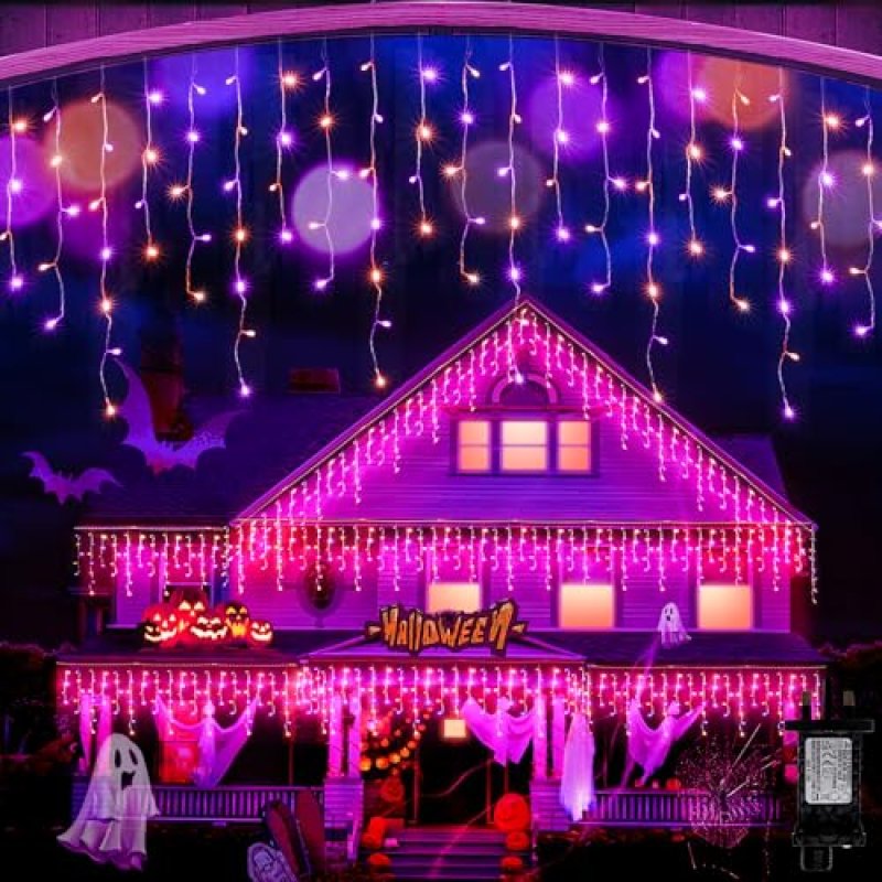 66 FT 640 LED Icicle Halloween Lights Outdoor…