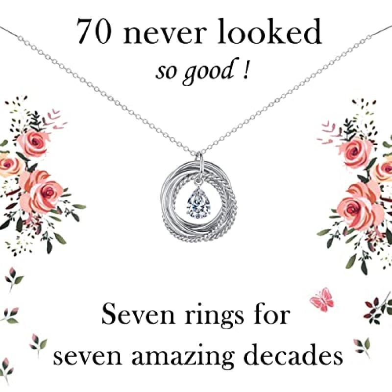 VOSAP 7 Rings Necklace for 70th Birthday