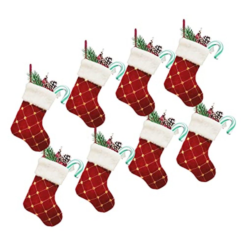 8 Pack Christmas Mini Stockings 9 inch Glitter…