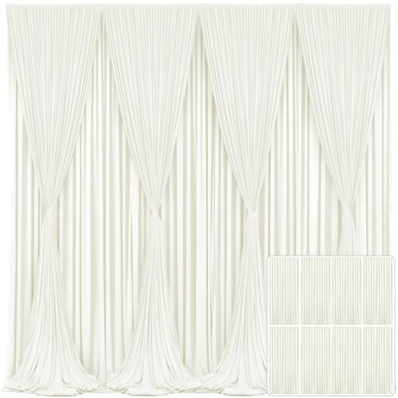 8 Panels Ivory Backdrop Curtain for Wedding…