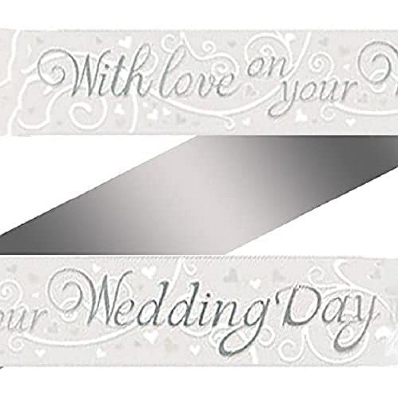 9ft Banner with Love On Your Wedding Day Metallic