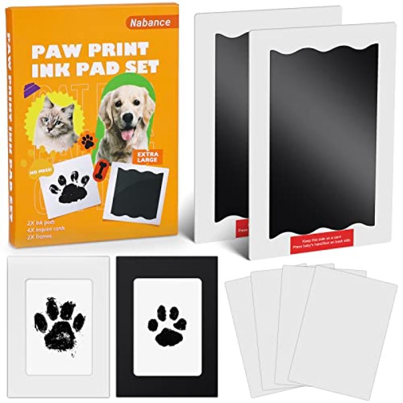Nabance Handprint and Footprint Kit with Paw Print, Ink Pads & Frames