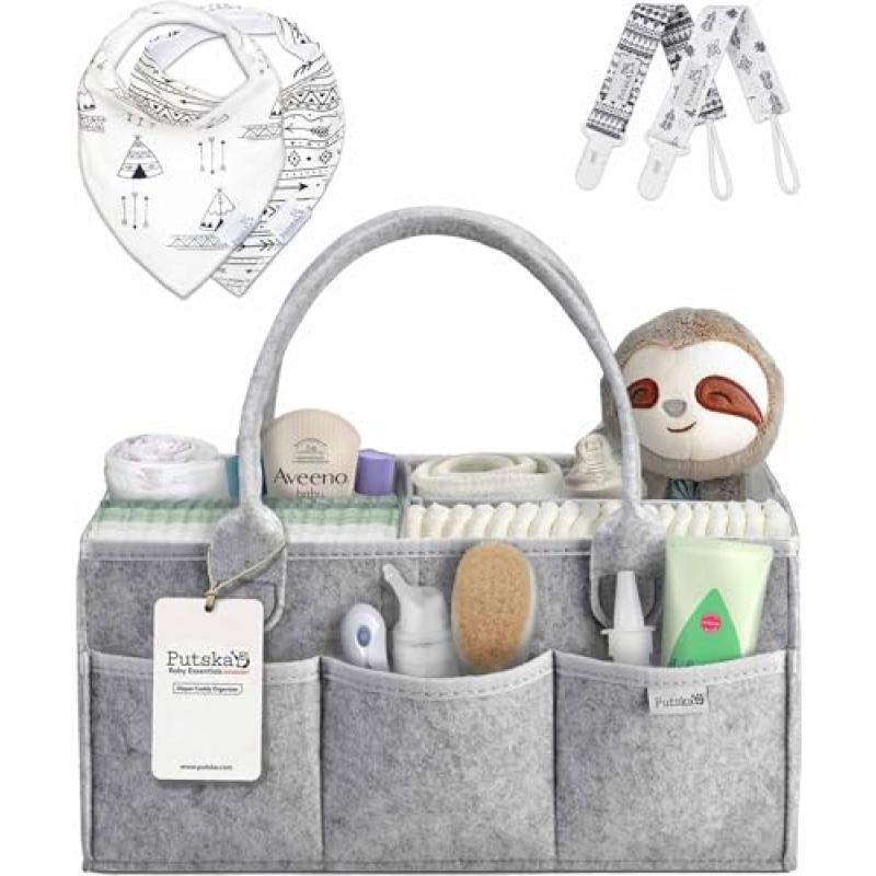 PUTSKA Baby Nappy Caddy Organizer Set