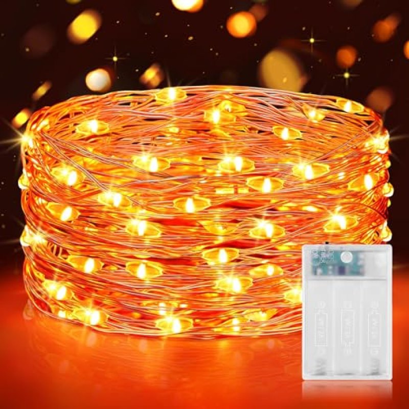Vacoulery 5M 50LEDs Orange Fairy Lights Battery…