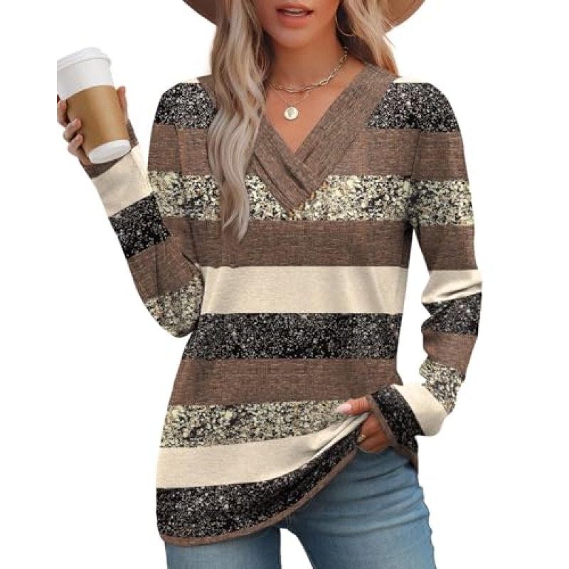 WIHOLL Ladies Jumpers Long Sleeve Tops Women V…