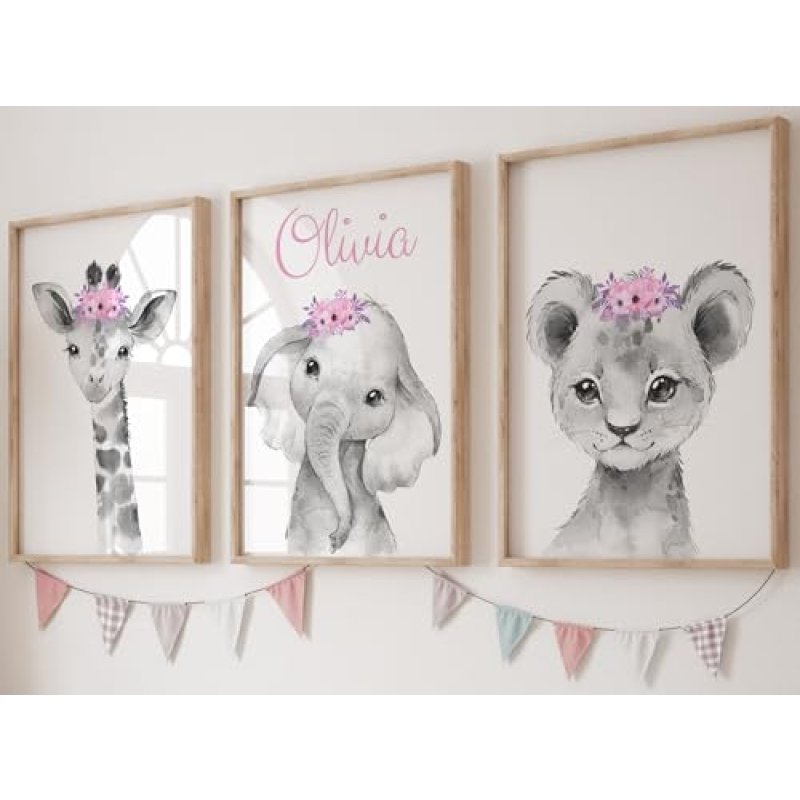 Safari Animals Nursery Prints Set