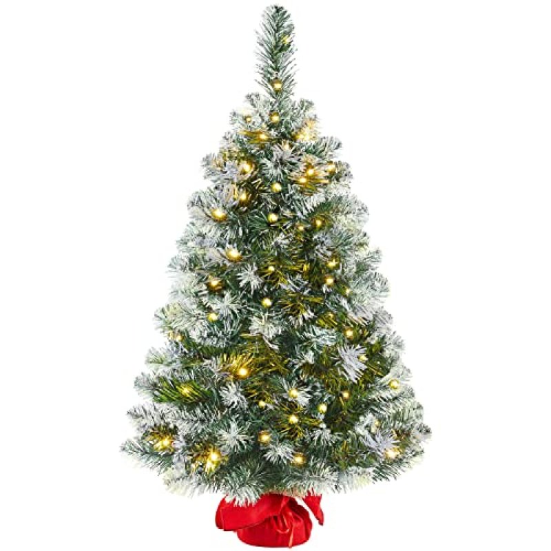 Yaheetech Prelit Frosted Christmas Tree