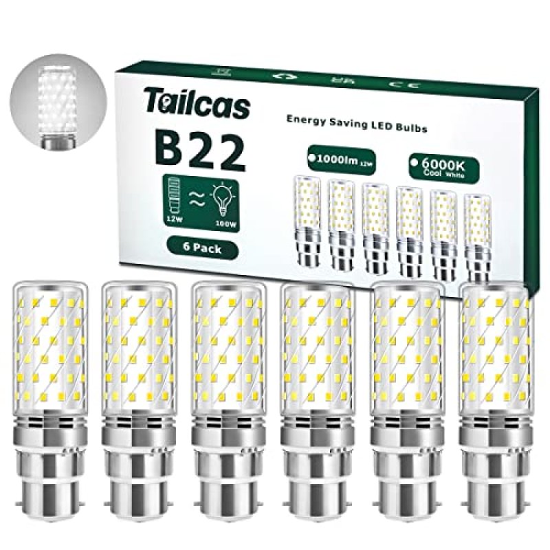 Tailcas B22 LED Light Bulbs 12W
