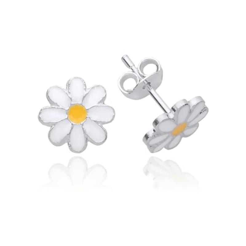 Daisy Flower Silver Stud Earrings