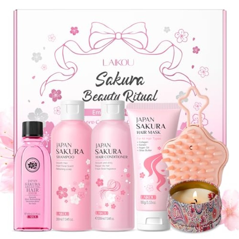 LAIKOU Sakura Hair Care Set, 6PCS Unique Self…