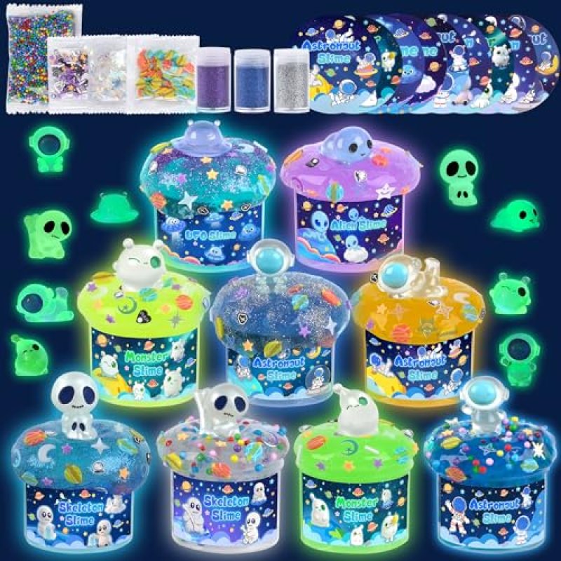 Galaxy Glow-in-The-Dark Slime Kit 9 Pack - Space…