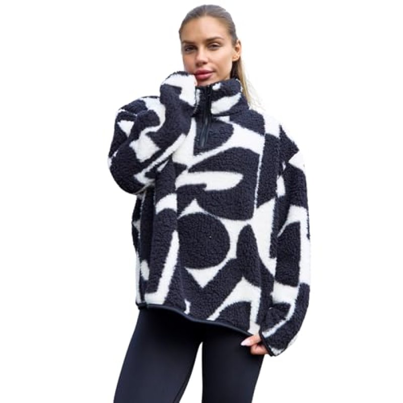 OHS Half Zip Fleece Women, Black & White…
