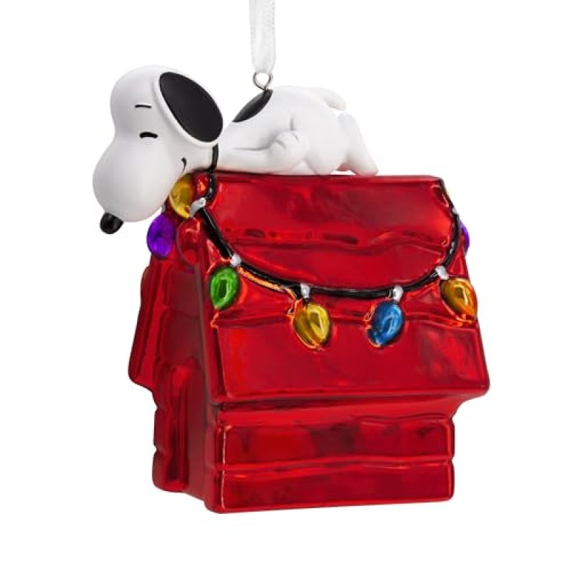 Hallmark Peanuts Snoopy on Doghouse Blown Glass…