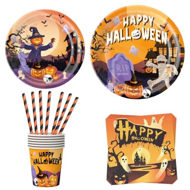 Halloween Tableware 50-Piece Set, ASSUGO…