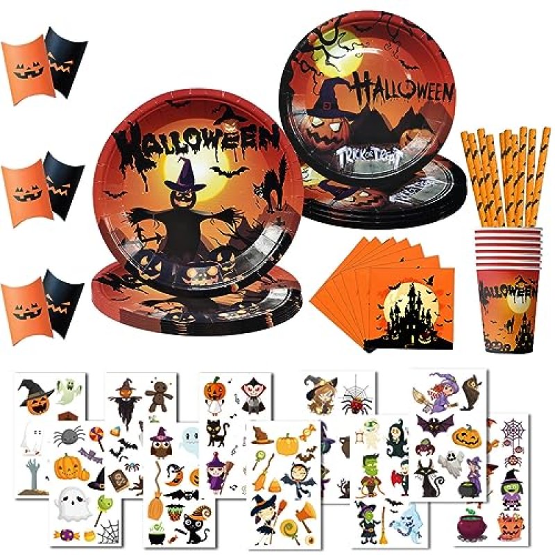 ASSUGO Halloween Tableware 80 Pieces, Halloween…
