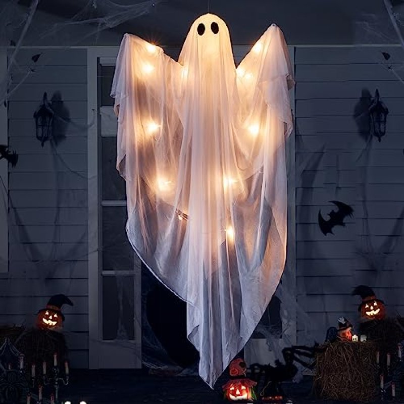 JOYIN Halloween Hanging Light up Ghost with…