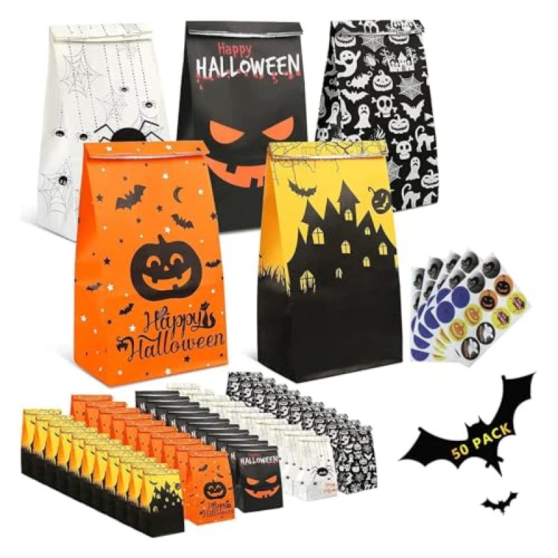 Halloween Paper Gift Bags for Kids, TOOELMON 50…