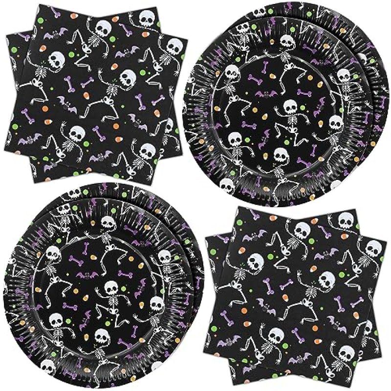 ZVK Halloween Party Paper Plates and Napkins Set…