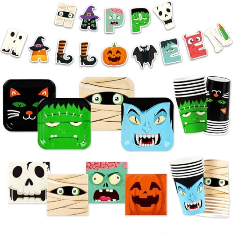 Halloween Party Supplies Kit for 24 Guests -…