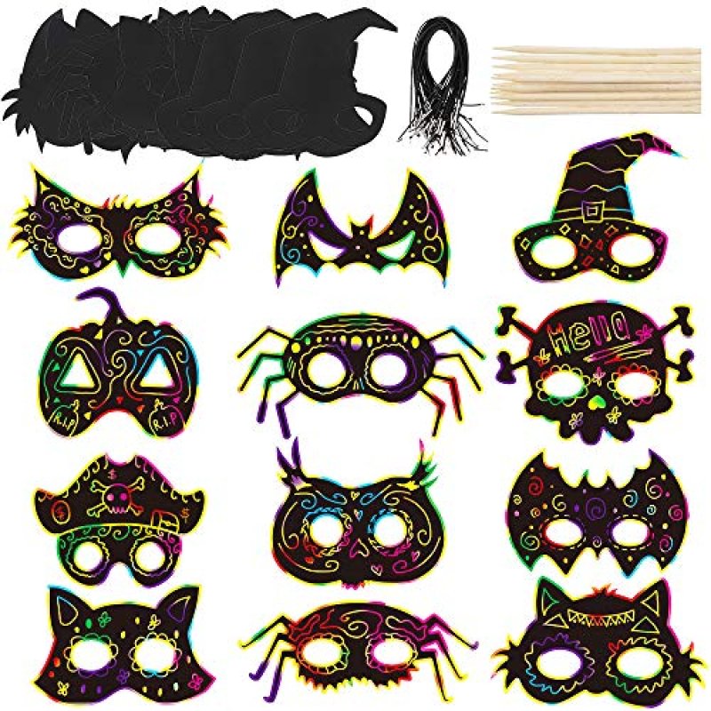 LOKIPA Halloween Scratch Art Masks