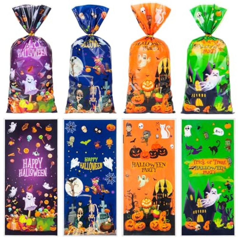 GOMANCHE Halloween Cellophane Candy Bags, 100…