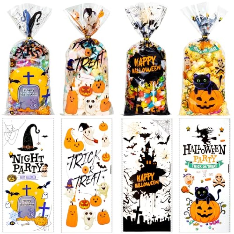 RICEDUO Halloween Cellophane Treat Bags - Trick…