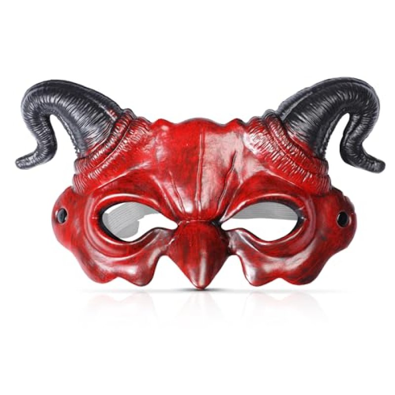 WINUSD Halloween Devil Mask for Adults, Red Half…