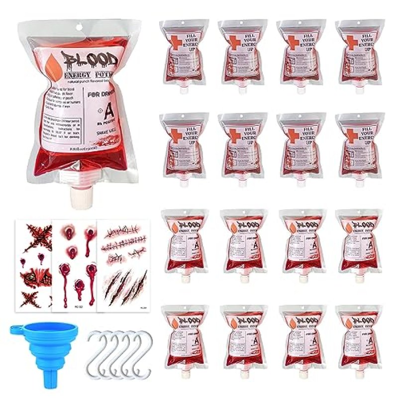 Halloween Blood Bag for Drinks, 16Pcs Blood Bag…