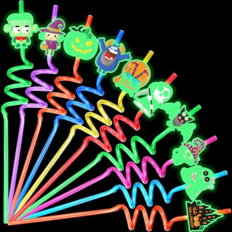 JANYUN Halloween Glow Straws, 20 Pcs Reusable…