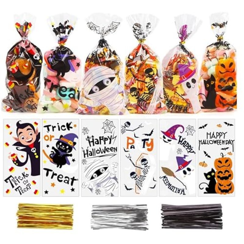Halloween Treat Bags - 120 Cellophane Sweet Bags…