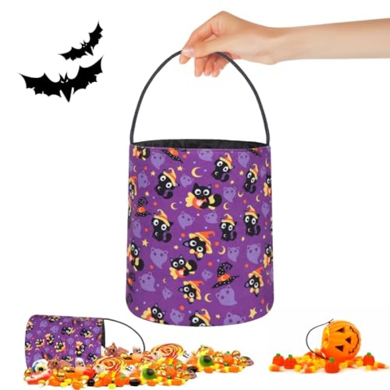 ZALAON Halloween Trick or Treat Bags,Black Cat…