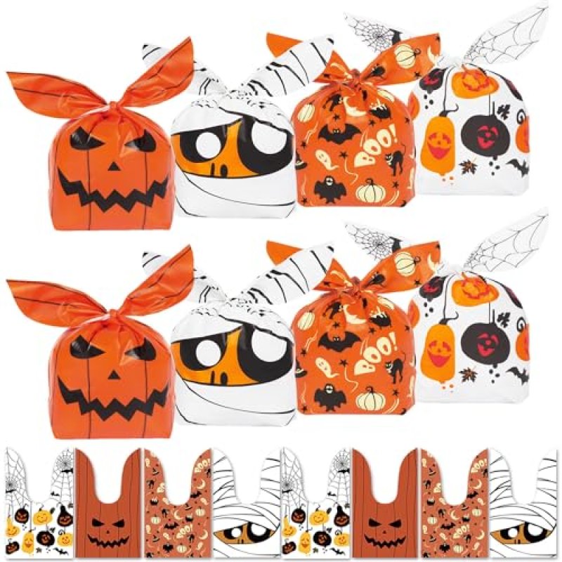 HaloCasa 60 Pack Halloween Pumpkin Treats Bags…
