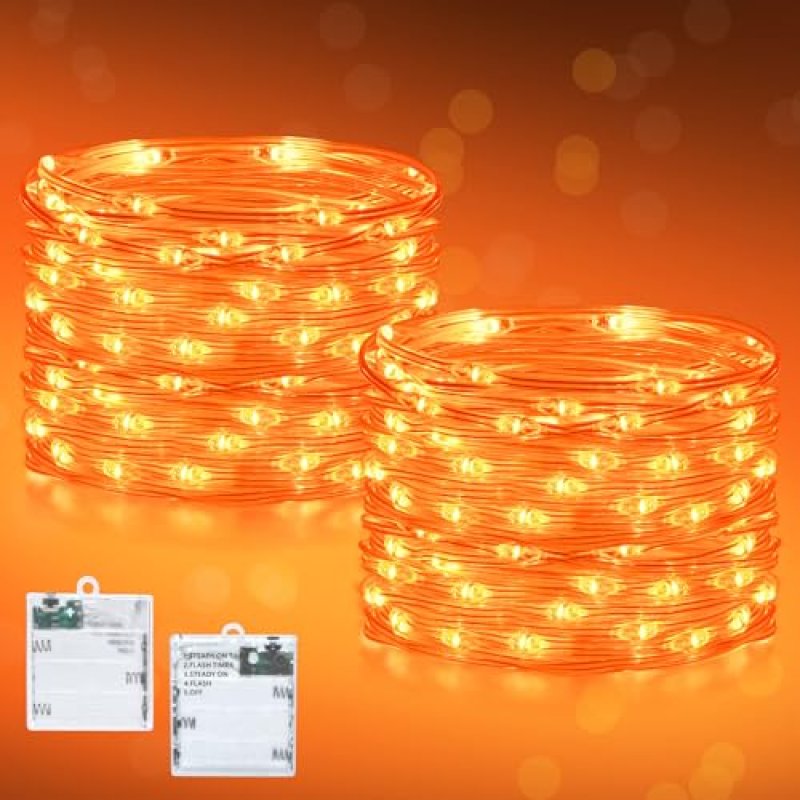 Dalugo 2 Pack 3M/10ft 30 LED Orange Halloween…