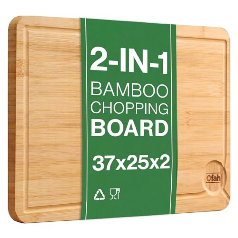 Bamboo Wooden Chopping Board Large 37 x 25 x 2cm…