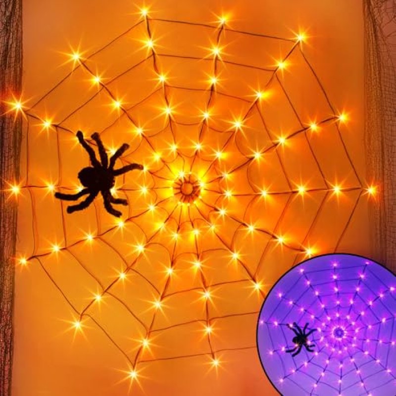 Eambrite Halloween Spider Web Lights with Plush…