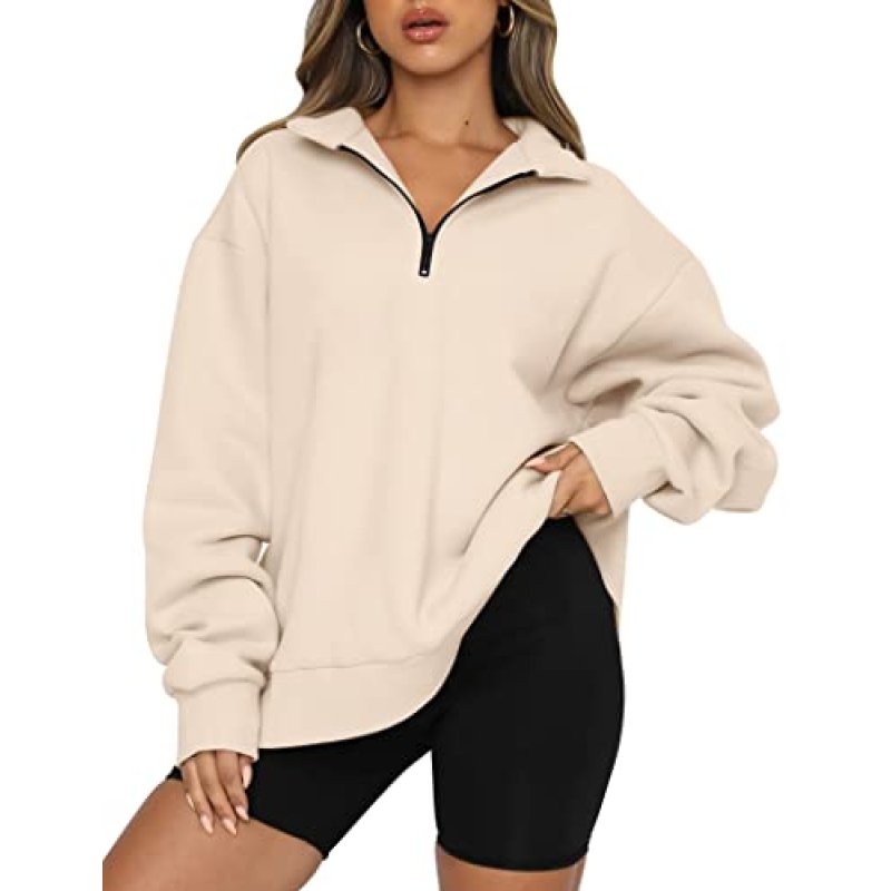 Famulily Ladies Oversized 1/4 Zipper Pullover…