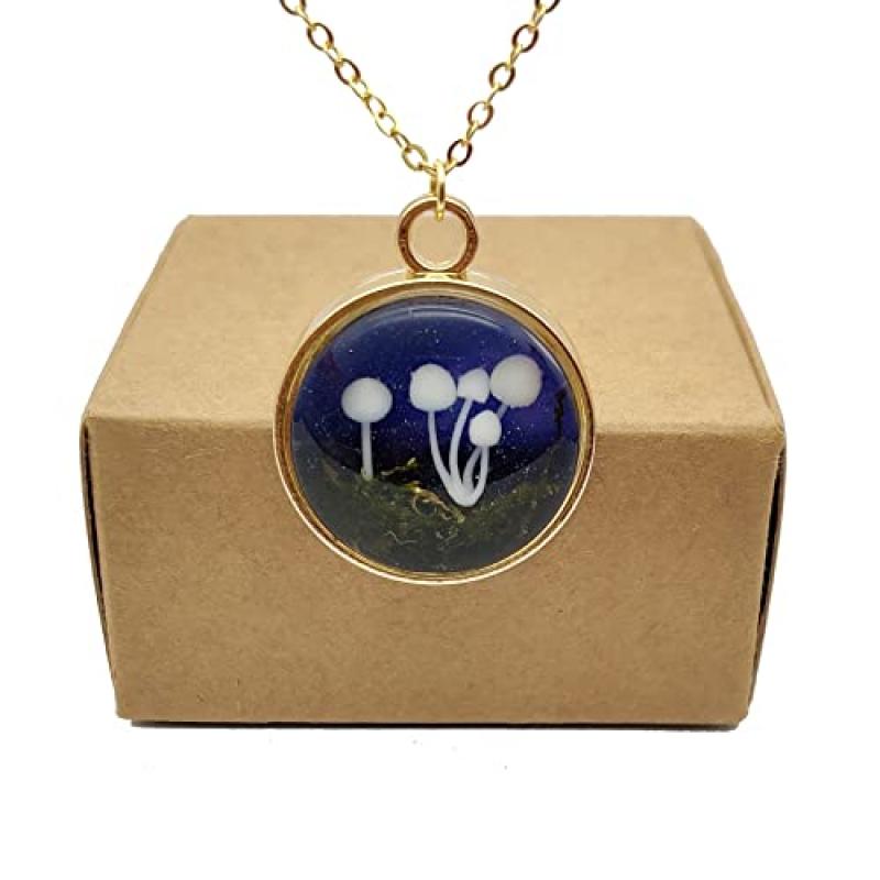 Handmade Mushroom Moss Pendant Necklace