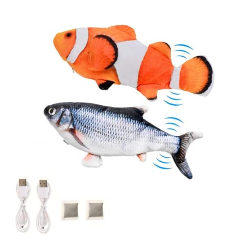BangShou 2 Pieces Electric Moving Fish, Cat Toy…