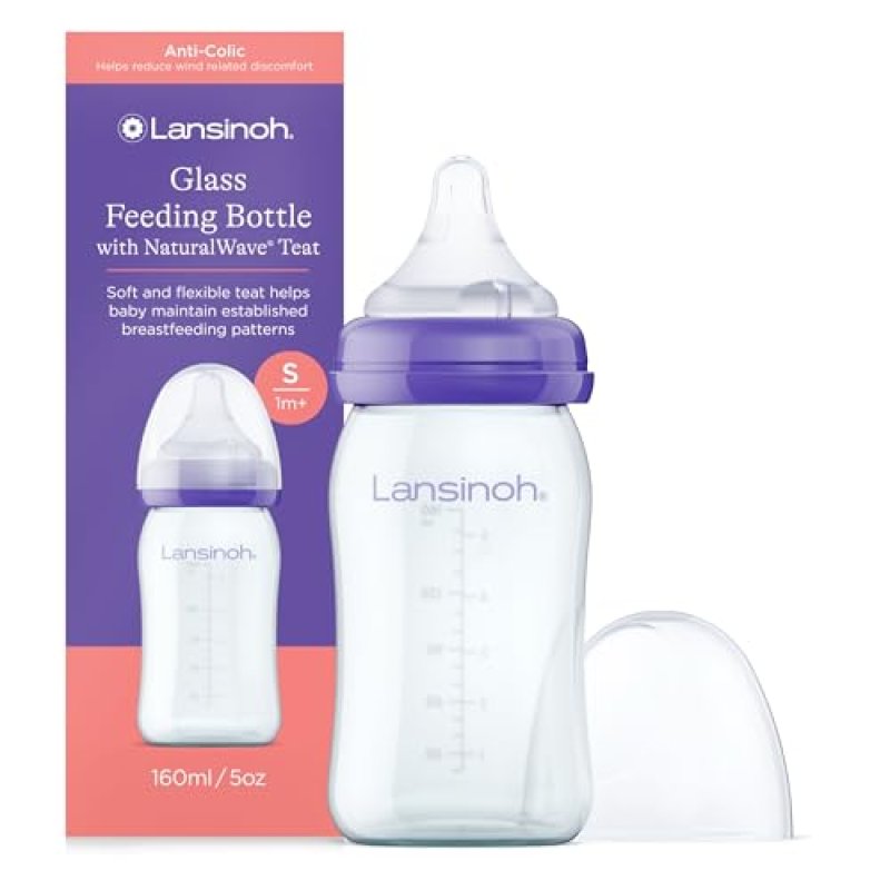Lansinoh Glass Baby Bottle + NaturalWave™ Slow…
