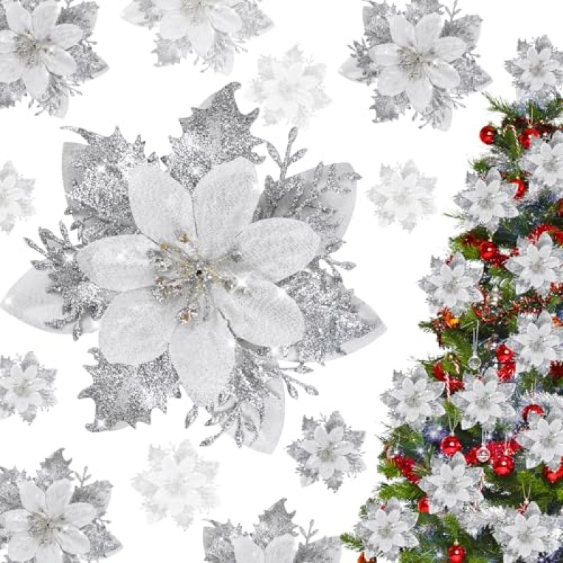 Fantasyon Glitter Poinsettia Flowers