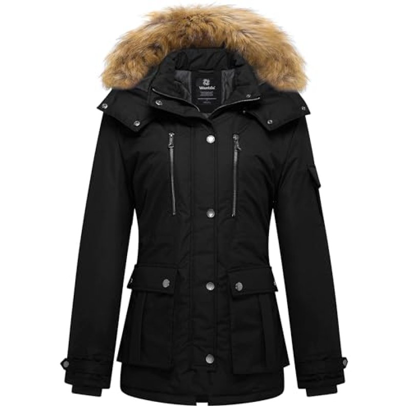 Wantdo Women's Quilted Winter Coat Faux Fur…