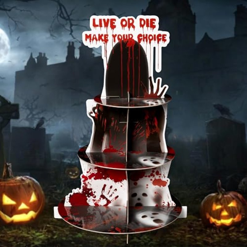 Haooryx Halloween Bloody Cupcake Stand - 3 Tier…