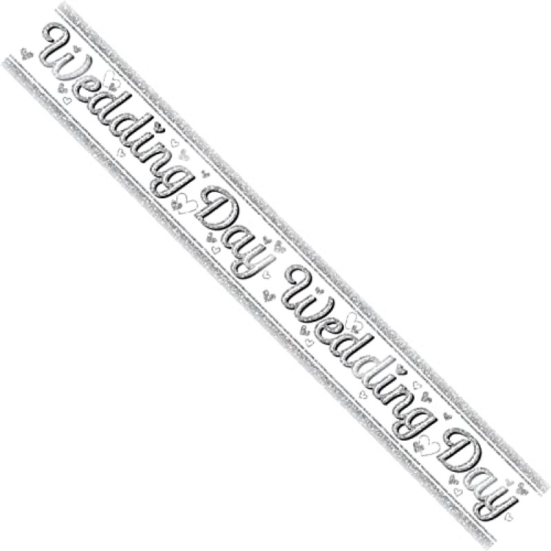 Happy Wedding Day Just Married White And Silver…