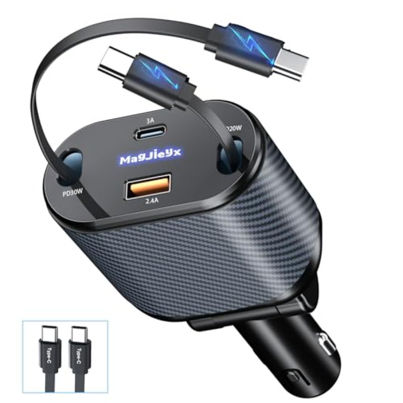 MAGJIEYX Car Charger with Dual Cables