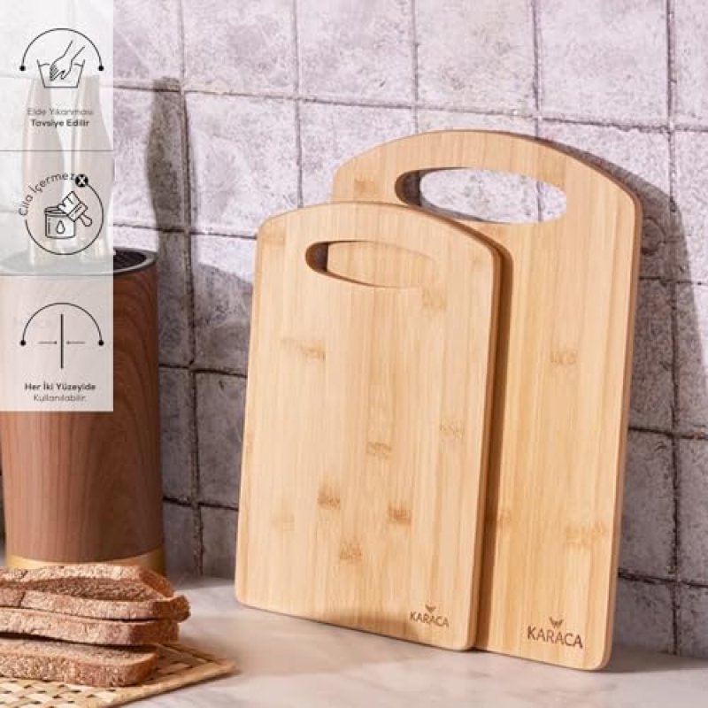 Karaca Stark Bamboo Chopping Board Set - 2-Piece…