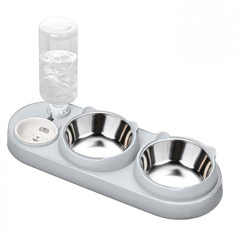 Marchul 3 in 1 Cat Bowl, Cat Food and Water Bowl…