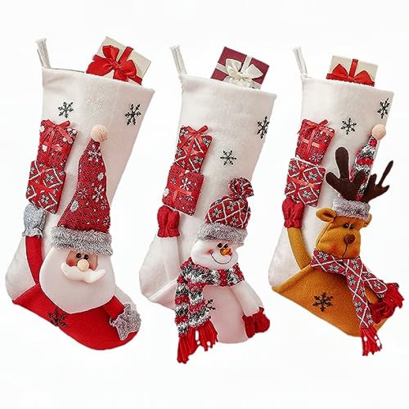 Large Christmas Stockings Pack of 3, Santa,…