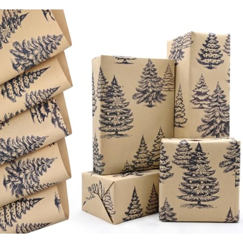 Various Xmas Tree Kraft Wrapping Paper Sheets,…