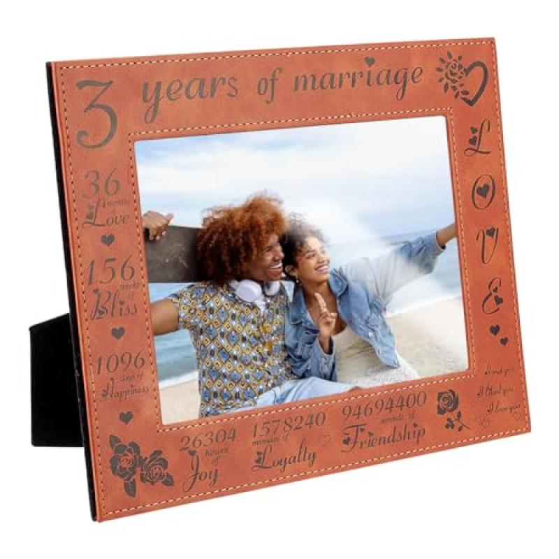FINGERINSPIRE Marriage Engraved Leather Picture Frame