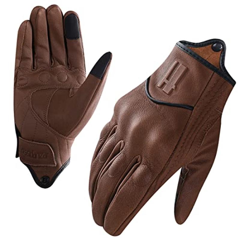 Harssidanzar Women's Leather Motorcycle Gloves